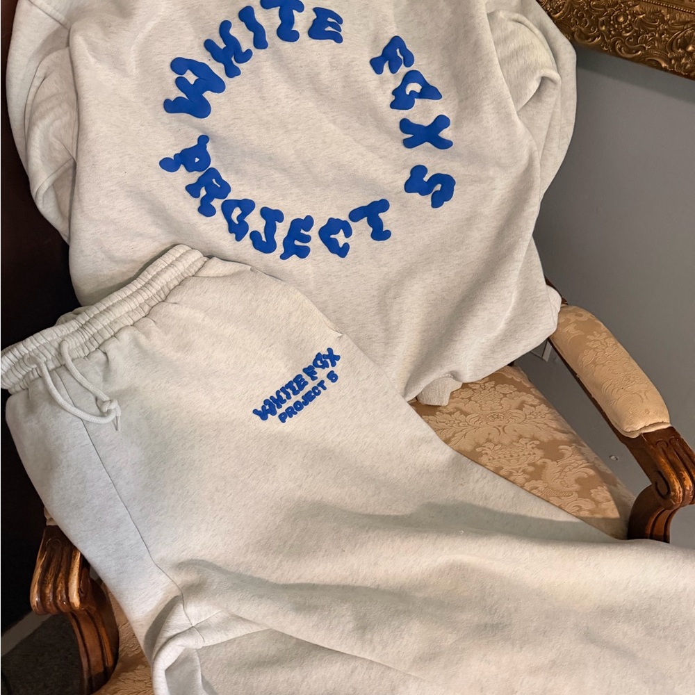 White Fox Boutique Gray and Blue hoodie sweatshirt and Joggers